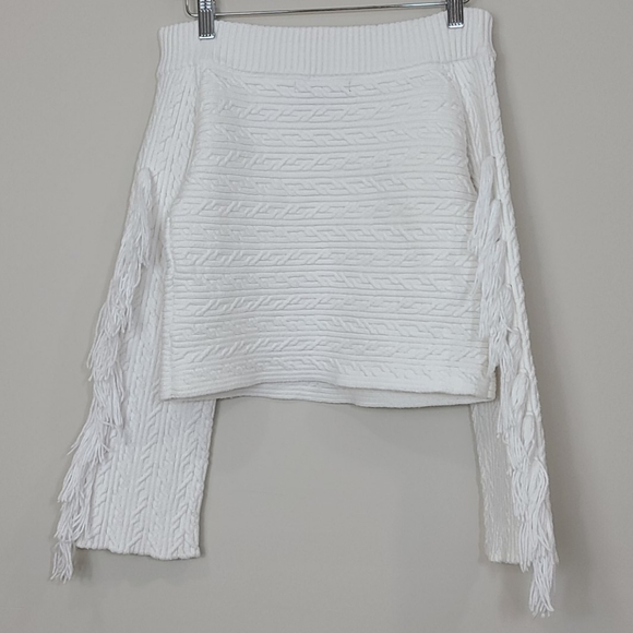 Rachel Roy Off The Shoulder Cropped Fringe Sweater - Picture 11 of 15